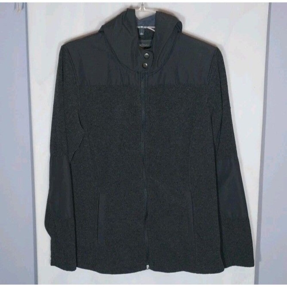 Eddie Bauer Womens Hooded Fleece Full Zip Jacket L Gorpcore Athleisure Casual